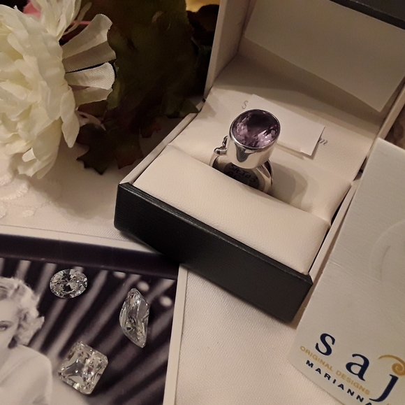 SAJEN DESIGNER 925 SOLID STERLING AMYTHIST RING - Picture 13 of 14